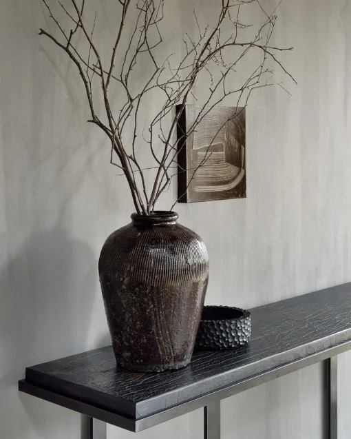 Clearance Console Stability Metal Bois Marron Noir / L 170 X H 75 Cm - Sculpte Main - Unisexe Consoles