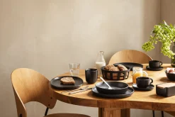 Best Sale Corbeille A Pain Nordic Kitchen Plastique Noir Bois Naturel / O 21,5 X H 7 Cm - Unisexe Corbeilles Centres De Table