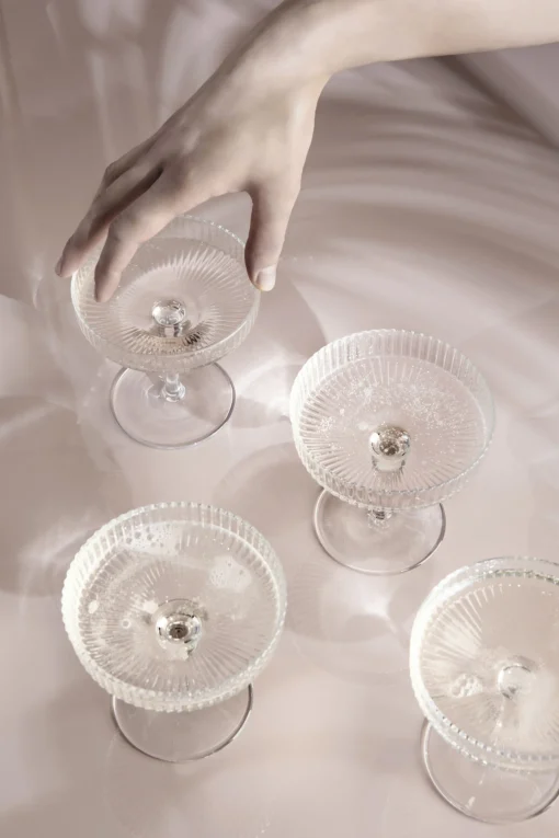New Coupe A Champagne Ripple Verre/ Set De 2 - Verre Strie - Unisexe Terrasses Et Balcons