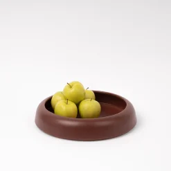 Online Coupe Omar 02 Ceramique Marron Beige / Plat - Large / O 30,8 X H 6,3 Cm - Fait Main - Unisexe Corbeilles Centres De Table