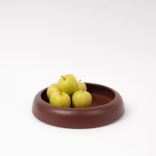 Online Coupe Omar 02 Ceramique Marron Beige / Plat - Large / O 30,8 X H 6,3 Cm - Fait Main - Unisexe Corbeilles Centres De Table