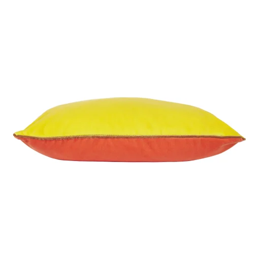 Fashion Coussin Bibi Big Tissu Jaune Rouge Orange Par Jose Levy / 48 X 35 Cm - Exclusivite Made In Design - Unisexe Déco Textile