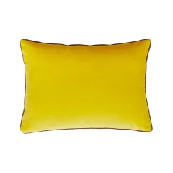 Fashion Coussin Bibi Big Tissu Jaune Rouge Orange Par Jose Levy / 48 X 35 Cm - Exclusivite Made In Design - Unisexe Déco Textile