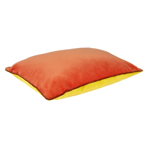 Fashion Coussin Bibi Big Tissu Jaune Rouge Orange Par Jose Levy / 48 X 35 Cm - Exclusivite Made In Design - Unisexe Déco Textile