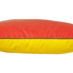 Fashion Coussin Bibi Big Tissu Jaune Rouge Orange Par Jose Levy / 48 X 35 Cm - Exclusivite Made In Design - Unisexe Déco Textile