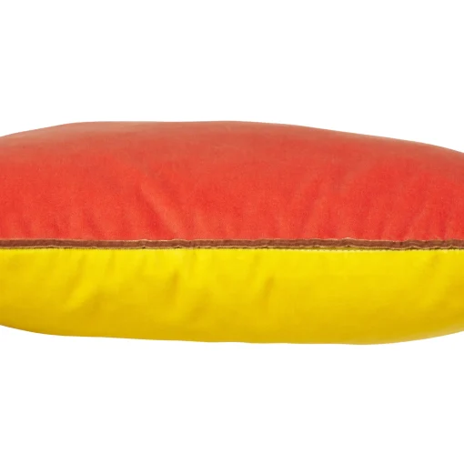 Fashion Coussin Bibi Big Tissu Jaune Rouge Orange Par Jose Levy / 48 X 35 Cm - Exclusivite Made In Design - Unisexe Déco Textile