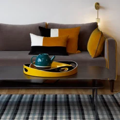 Best Sale Coussin Echec Et Mat Tissu Jaune / Velours - 30 X 50 Cm - Unisexe Déco Textile