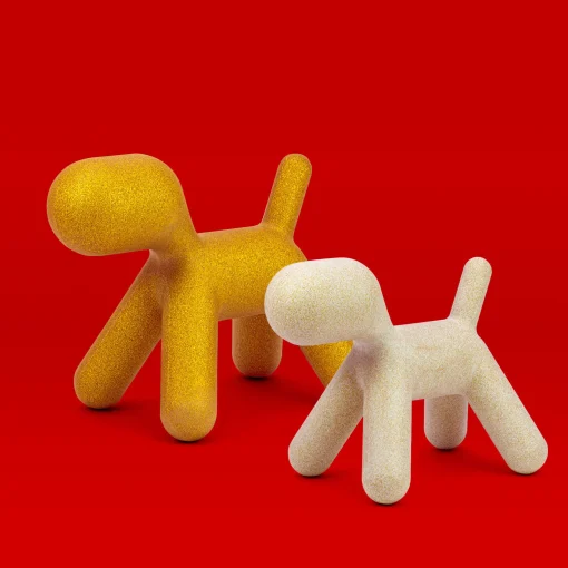 Shop Décation Puppy Medium Plastique Jaune /  L 56 Cm - Paillete : Edition Limitee Noel 2021 - Unisexe Déco Et Accessoires De Jardin