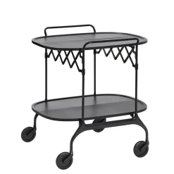 Best Sale Desserte Gastone Plastique Noir / Pliable - 68 X 62 Cm / Version Mate - Unisexe Compléments D'Ameublement