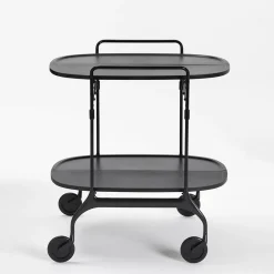 Best Sale Desserte Gastone Plastique Noir / Pliable - 68 X 62 Cm / Version Mate - Unisexe Compléments D'Ameublement