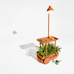 New Desserte Jolly Trolley Metal Orange / Lampe Sans Fil Recharge Usb - 78 X 55 X H 200 Cm - Unisexe Dessertes D'extérieur