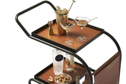 Hot Desserte Zenzero Metal Cuir Marron Vert / Cuir Recycle - Unisexe Compléments D'Ameublement