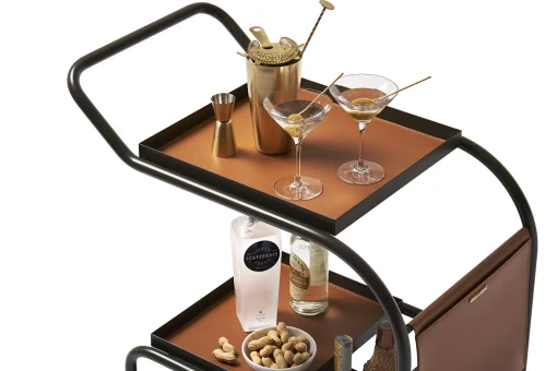 Hot Desserte Zenzero Metal Cuir Marron Vert / Cuir Recycle - Unisexe Compléments D'Ameublement
