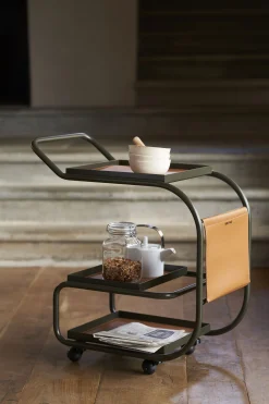 Hot Desserte Zenzero Metal Cuir Marron Vert / Cuir Recycle - Unisexe Compléments D'Ameublement