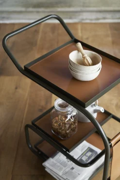Hot Desserte Zenzero Metal Cuir Marron Vert / Cuir Recycle - Unisexe Compléments D'Ameublement