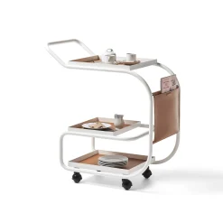 Hot Desserte Zenzero Metal Cuir Blanc Marron / Cuir Recycle - Unisexe Compléments D'Ameublement