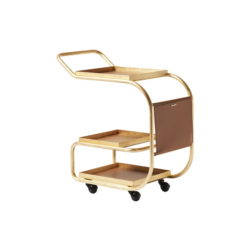 Best Desserte Zenzero Metal Cuir Marron Or / Cuir Recycle - Unisexe Compléments D'Ameublement