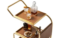 Best Desserte Zenzero Metal Cuir Marron Or / Cuir Recycle - Unisexe Compléments D'Ameublement