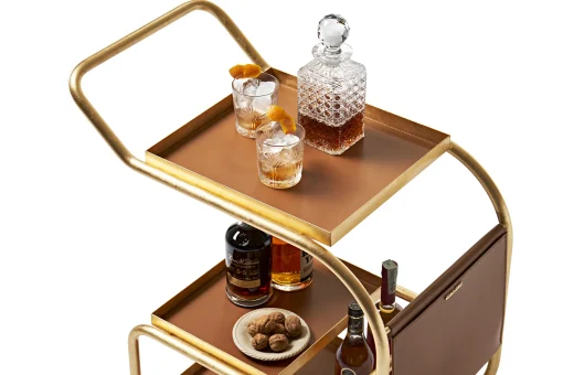 Best Desserte Zenzero Metal Cuir Marron Or / Cuir Recycle - Unisexe Compléments D'Ameublement