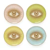 Online Dessous De Verre Le Wink Ceramique Bleu Rose Jaune Vert / Set De 4 - Porcelaine & Or - Unisexe Autour Du Vin