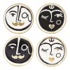 Shop Dessous De Verre Marseilles Ceramique Blanc Noir Or / Set De 4 - Porcelaine & Or 24 Carats - Unisexe Autour Du Vin