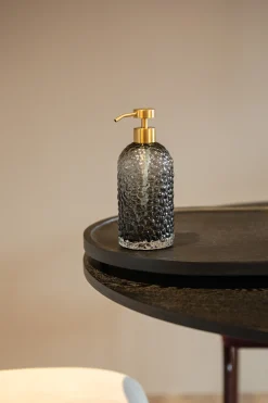 Shop Distributeur De Savon Liquide Arura Small Verre Noir / Verre Texture - O 7 X H 16 Cm - Unisexe Accessoires Salle De Bains