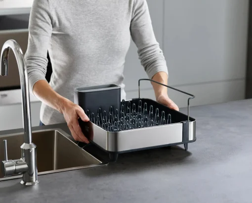 New Egouttoir A Vaisselle Extensible Extend Steel Plastique Gris Metal / L 32 A 52.7 X P 36,4 Cm - Inox / Evacuation De L'Eau - Unisexe Nettoyage Et Rangement