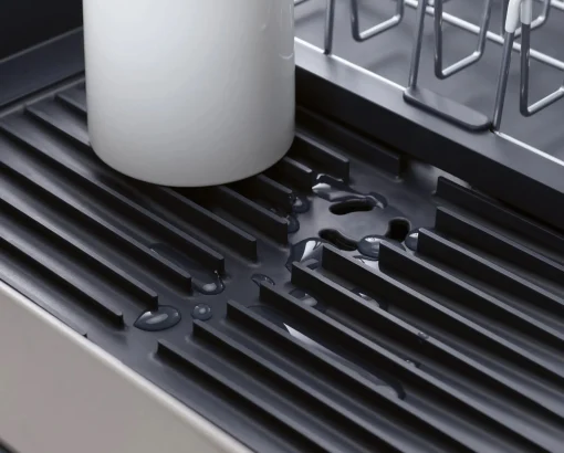 New Egouttoir A Vaisselle Extensible Extend Steel Plastique Gris Metal / L 32 A 52.7 X P 36,4 Cm - Inox / Evacuation De L'Eau - Unisexe Nettoyage Et Rangement