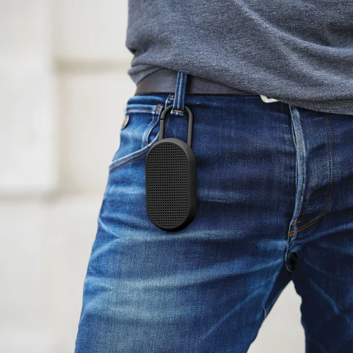 New Enceinte Bluetooth Mino T - 5W Plastique Noir / Etanche - Mousqueton Integre / Station D'Accueil - Unisexe Enceintes Audio Son