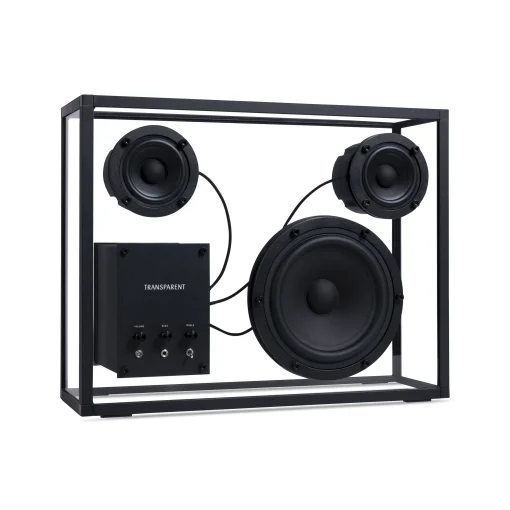 Shop Enceinte Large Verre Noir Transparent / L 42 X H 33 Cm - Verre Trempe - Unisexe Enceintes Audio Son