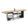 Hot Etagere A Vin  Metal Noir Bois Naturel / Comptoir De Degustation - L 281 X Larg. 80 Cm X H 93 Cm / 300 Bouteilles - Unisexe Mange Debout Et Bars