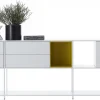 Flash Sale Etagere Minima 3.0 Metal Blanc Jaune / L 300 X H 79 Cm - Caissons Integres - Unisexe Meubles Tv