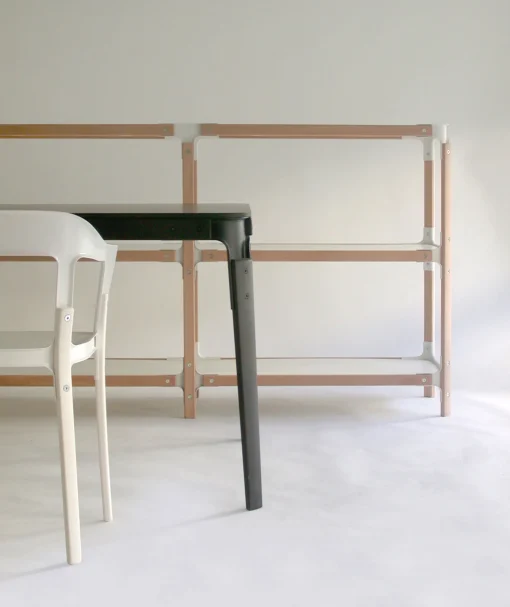 Shop Etagere Steelwood Metal Blanc Bois Naturel / H 54 Cm - Unisexe Meubles Tv