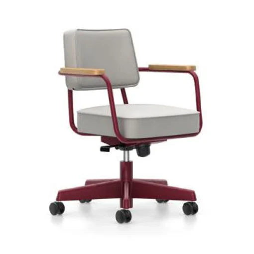 Fashion Fauteuil A Roulettes Fauteuil Direction Pivotant Metal Tissu Gris / Jean Prouve, 1951 - Unisexe Fauteuils De Bureau