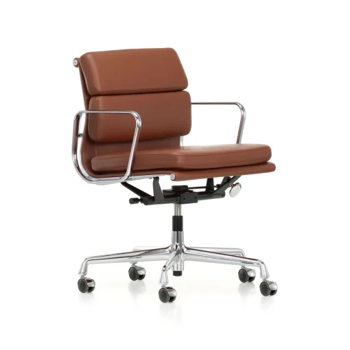 Outlet Fauteuil A Roulettes Soft Pad Ea 217 Cuir Marron / Dossier Mi-Haut - Cuir / Eames, 1969 - Unisexe Fauteuils De Bureau