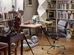 Outlet Fauteuil A Roulettes Soft Pad Ea 217 Cuir Marron / Dossier Mi-Haut - Cuir / Eames, 1969 - Unisexe Fauteuils De Bureau