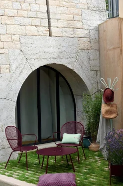 Best Sale Fauteuil Bas Lorette Metal Rouge / Metal Perfore - Unisexe Fauteuils De Jardin