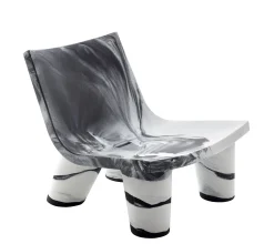 Store Fauteuil Bas Low Lita Plastique Blanc Noir / Edition Limitee 10 Ans - Unisexe Fauteuils De Jardin