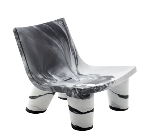 Store Fauteuil Bas Low Lita Plastique Blanc Noir / Edition Limitee 10 Ans - Unisexe Fauteuils De Jardin
