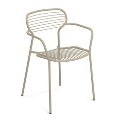 New Fauteuil Empilable Apero Metal Beige - Unisexe Chaises De Jardin