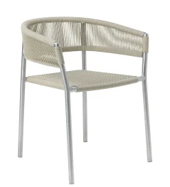 Best Sale Fauteuil Empilable Kilt Tissu Beige Metal / Corde Synthetique - Unisexe Chaises De Jardin