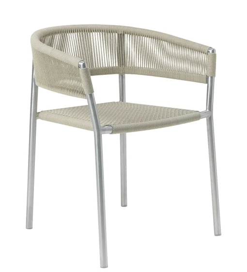 Best Sale Fauteuil Empilable Kilt Tissu Beige Metal / Corde Synthetique - Unisexe Chaises De Jardin