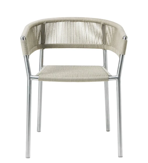 Best Sale Fauteuil Empilable Kilt Tissu Beige Metal / Corde Synthetique - Unisexe Chaises De Jardin