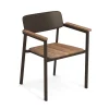 Best Fauteuil Empilable Shine Bois Bois Naturel Metal / Assise & Accoudoirs Teck - Unisexe Chaises De Jardin