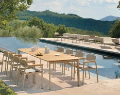 Best Fauteuil Empilable Shine Bois Bois Naturel Metal / Assise & Accoudoirs Teck - Unisexe Chaises De Jardin