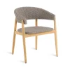 Store Fauteuil Pevero Tissu Beige Bois Naturel / Teck & Corde Synthetique - Unisexe Chaises De Jardin