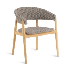Store Fauteuil Pevero Tissu Beige Bois Naturel / Teck & Corde Synthetique - Unisexe Chaises De Jardin