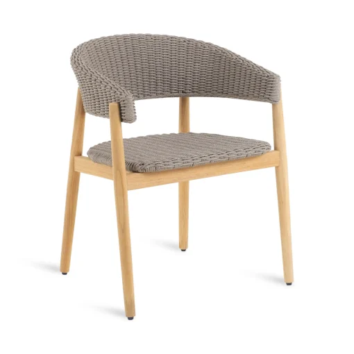 Store Fauteuil Pevero Tissu Beige Bois Naturel / Teck & Corde Synthetique - Unisexe Chaises De Jardin