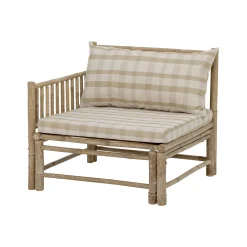 Clearance Fauteuil Rembourre Korfu Tissu Beige Bois Naturel / Module Angle Gauche - Bambou - Unisexe Fauteuils De Jardin