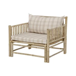 Best Sale Fauteuil Rembourre Korfu Tissu Beige Bois Naturel / Bambou - Unisexe Fauteuils De Jardin